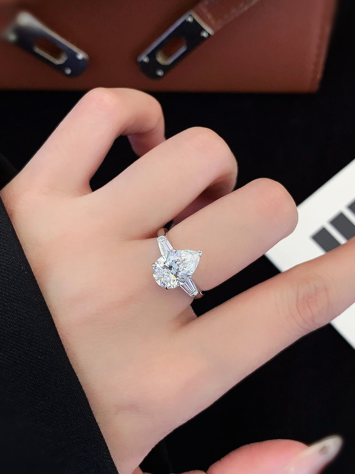 Laboratory-Grown Diamond Pear-Cut Solitaire Ring in 18K Gold